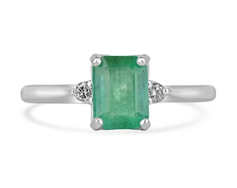 1.50tcw SS ナチュラル ラシュ グリーン エメラルド カット エメラルド