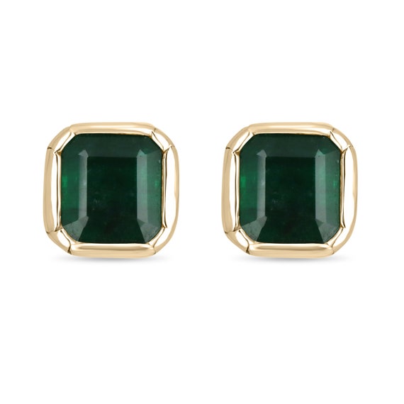 Emerald bezel earrings deals