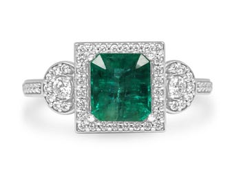 2.20tcw 14K リッチグリーン アッシャー エメラルド＆ダイヤモンド