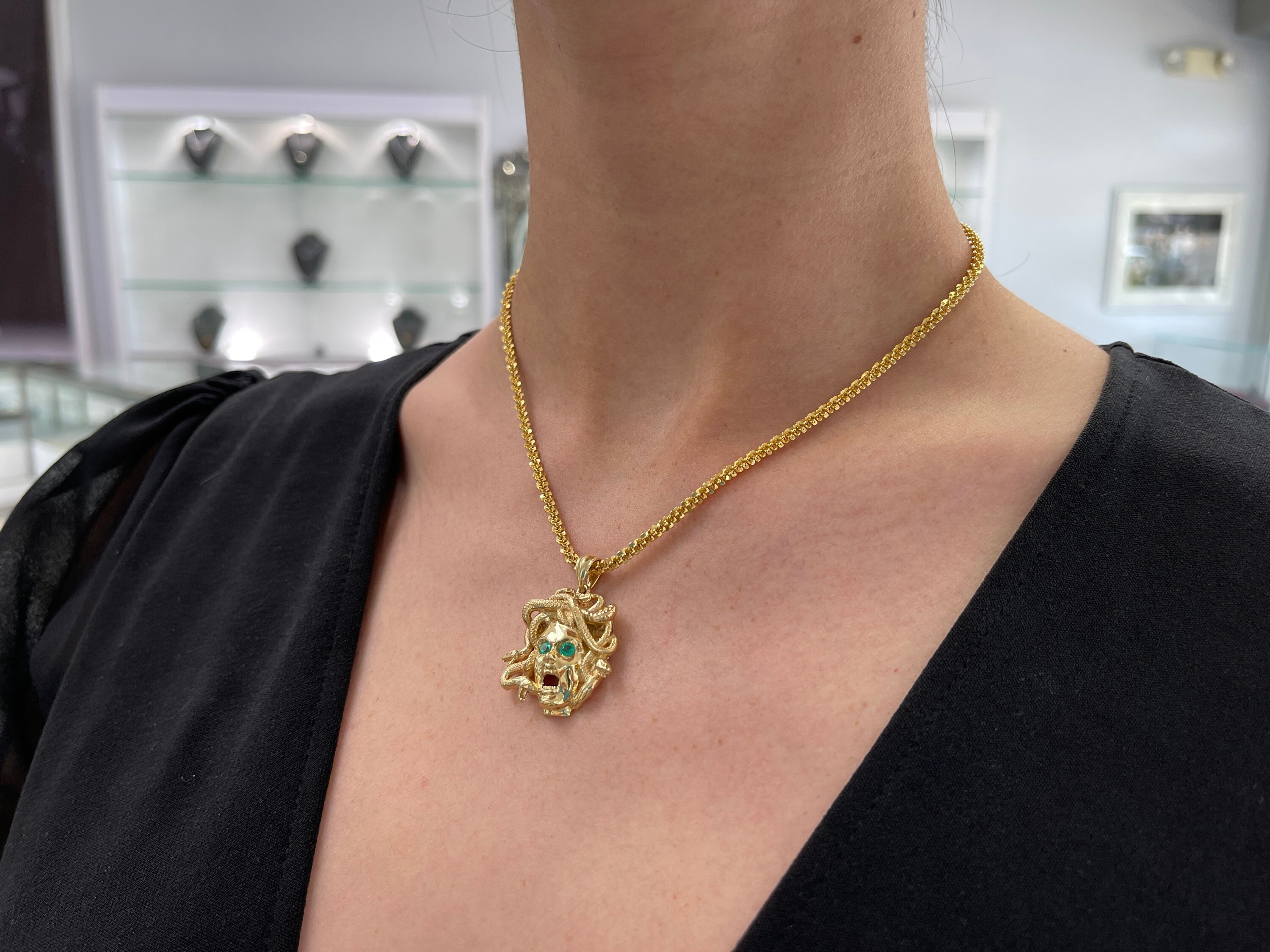 14K Gold Medusa Pendant