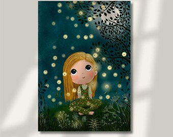 Fairy Tale Art Prints – Whimsical Storybook Illustration – Enchanted Forest & Moonlight Wall Art