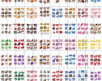 Colorful Football Design Bundle: Cheer Bows, Retro Game Day PNG (Digital Download