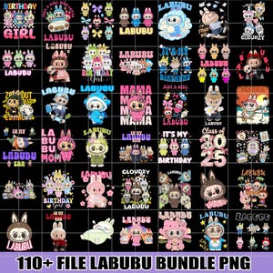110+ Labubu PNG Bundle, Cute Cartoon Character PNGs, Labubu Clipart Pack, Movie Style Labubu Files, Digital Download Sublimation