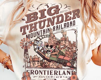 Retro Big Thunder Mountain Railroad PNG, Comfort Colors Disney Mickey And Friends The Wilderness Tee, Frontierland Disney Ride Men's PNG