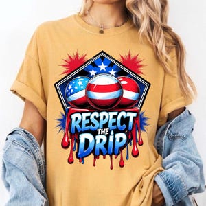 Baseball Ice Cream Dripping 4th of July Respect The Drip png, Red White and Blue Drip, 4th July Drip png, Baseball Mom Dripping Png