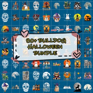 80+ Halloween Bulldog Dog PNG Pack Designs, Funny Scary Dog Designs, Sublimation Printing for Dog, digital download file