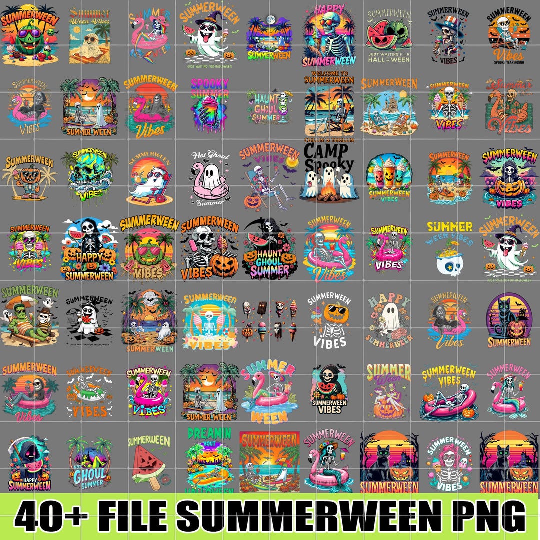 40+ Summerween Png Bundle, Horror Movie Png, Just Waiting for Halloween ...