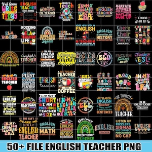 50+ English Teacher PNG Bundle, English Teacher Png, Teacher Png, Funny English Teacher Gift Png, Punctuation Png, Grammer Png, Teacher Png