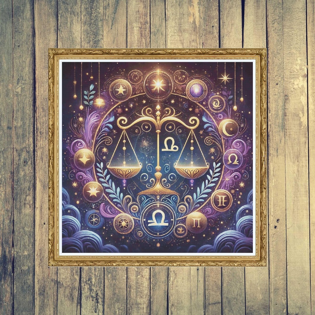 Libra Star Sign Pattern Libra Cross Stitch Pattern | Star Sign Embroidery Chart | Astronomy ...