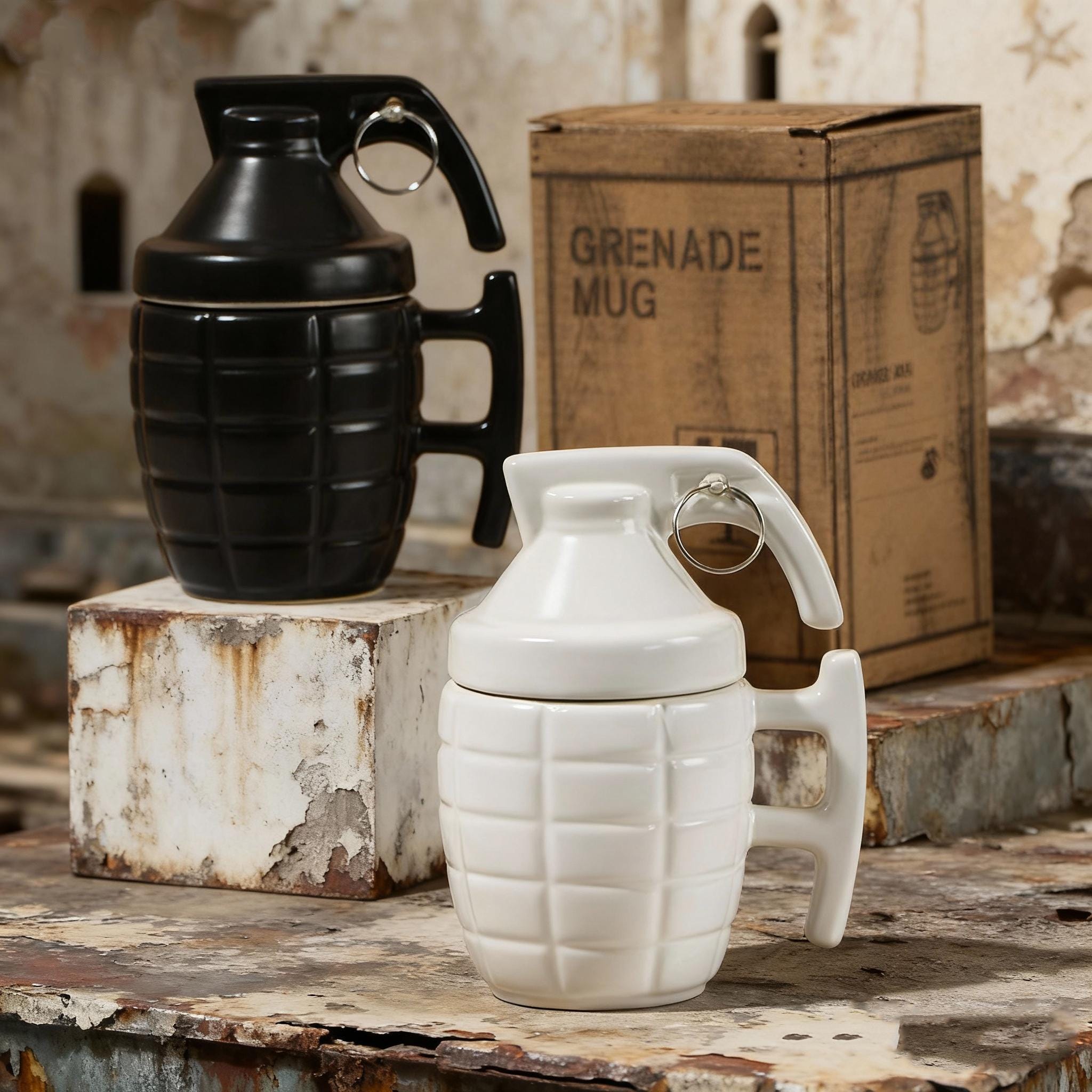 Explosive Grenade Coffee Mug  Unique Ceramic Cup With Lid and Metal Ring,  Funny Military Gift for Men, Soldiers and Coffee Lovers - Etsy Israel