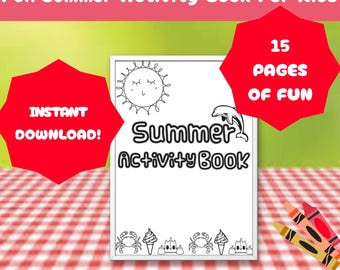 Kids Summer Activity Book, Car Trip Activity, Screen Free Fun, Kids Activity Pages, Boredom Busters, Preschool Worksheets