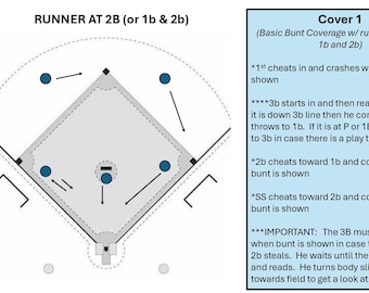 Diagram över bunttäckning för basebolltränare | Utskrivbara PDF-diagram över defensiv strategi