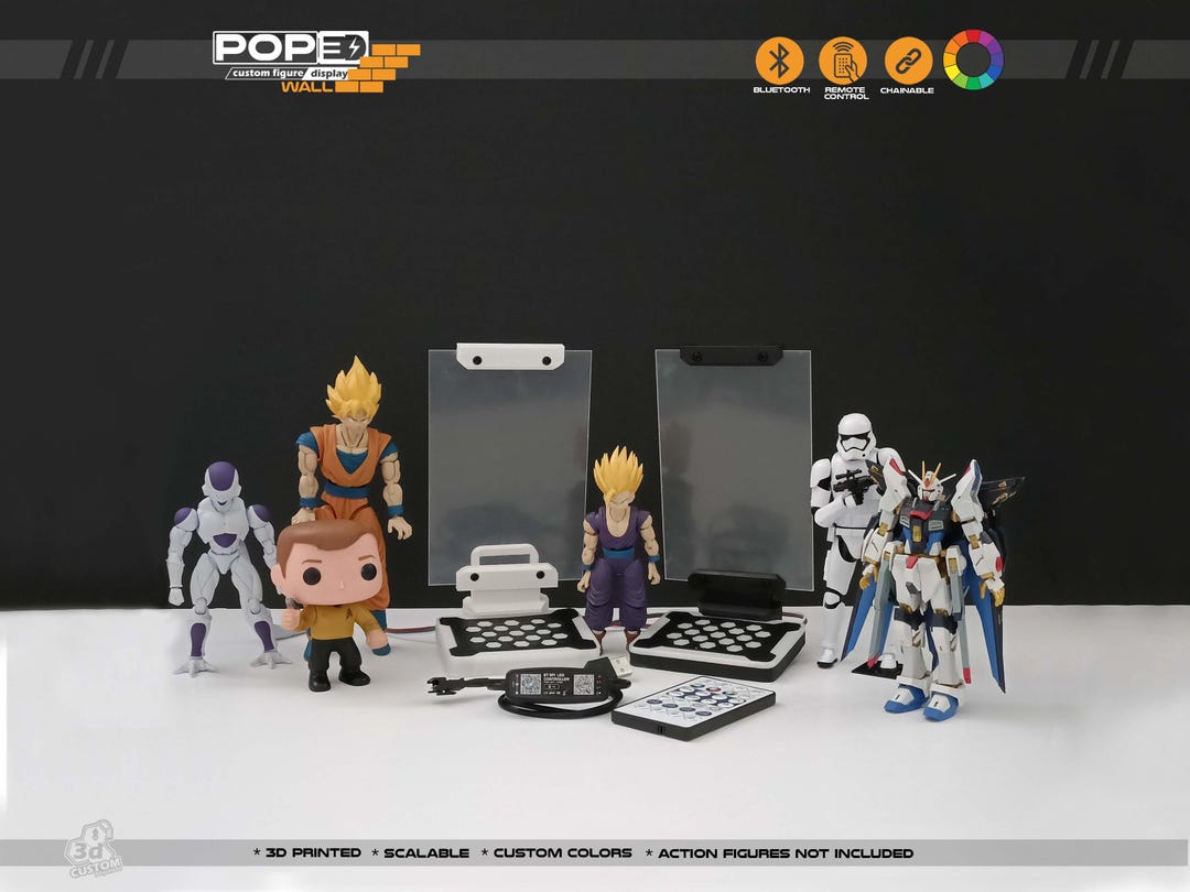 3D Printed Modular Action Figure Display: LED Light, Customizable ...