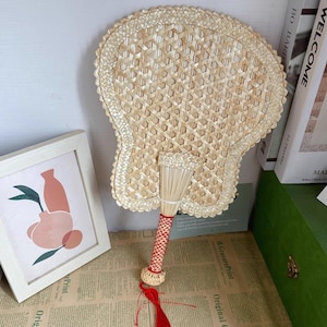 Handwoven Palm Leaf Fan – Traditional Handmade Cooling Fan, Natural Eco-Friendly Banana Leaf Decor, Vintage Style Boho Gift for Her or Home