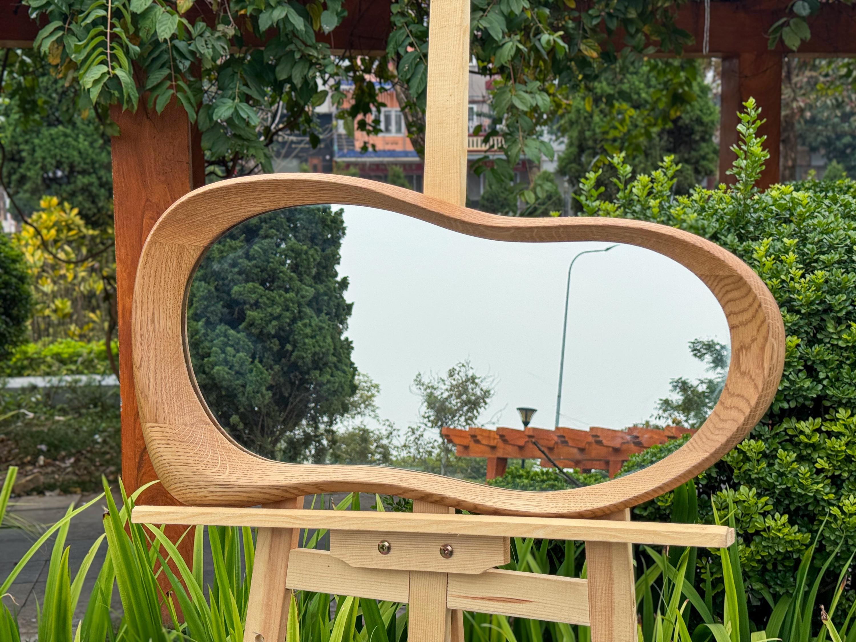 Oak Asymmetrical Wall Mirror: Modern Organic Wood Frame - Etsy Canada