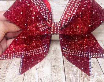 Strass juichstrik, rode wedstrijdstrik rood