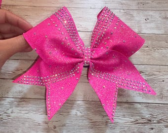Klaar voor verzending Pink Rhinestone Competition Cheer Bow, roze Cheer Bow, borstkanker