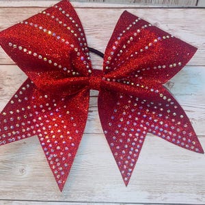 Red Rhinestone Competition Cheer Bow, Scarlet Cheer Bow, YOU can choose your color