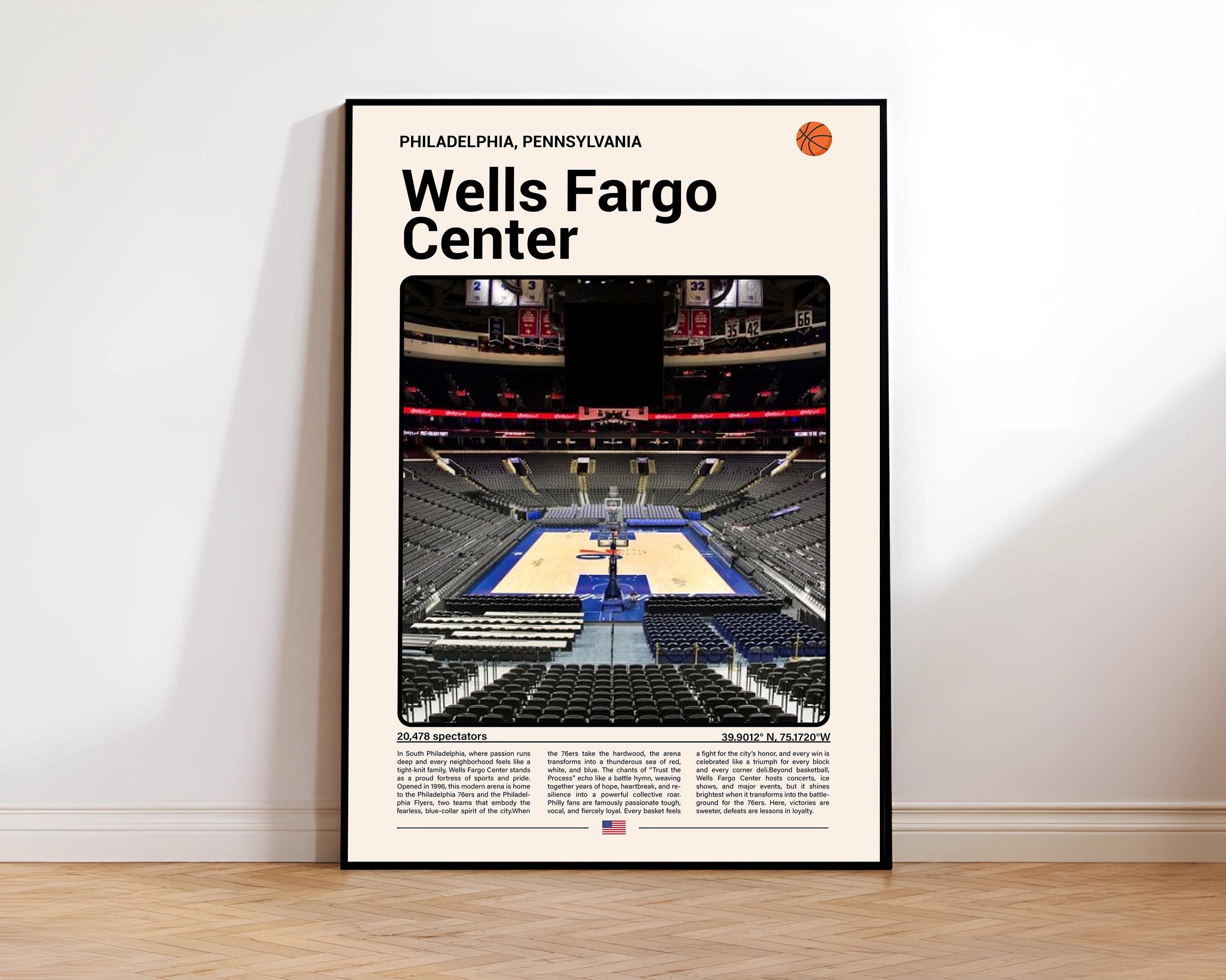 Wells Fargo Center Printable Art Philadelphia 76ers Basketball