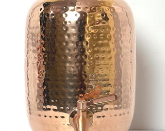 Handmade 100% Pure Copper Dispenser Water Pitcher Pot 4L