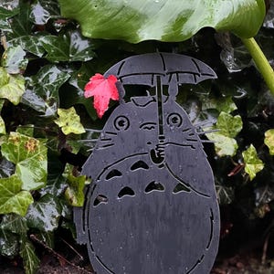 Forest Spirit - Umbrella Totoro - Garden Stake - Studio Ghibli Metal Art image 3