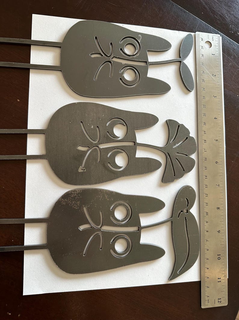Discounted Metal Garden Stakes – Studio Ghibli Themed, Imperfect Pieces pre-rust Totoro set