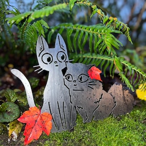 Jiji and Lily Cats - Kiki’s Delivery Service - Studio Ghibli Garden Stake - Metal Yard Art image 8