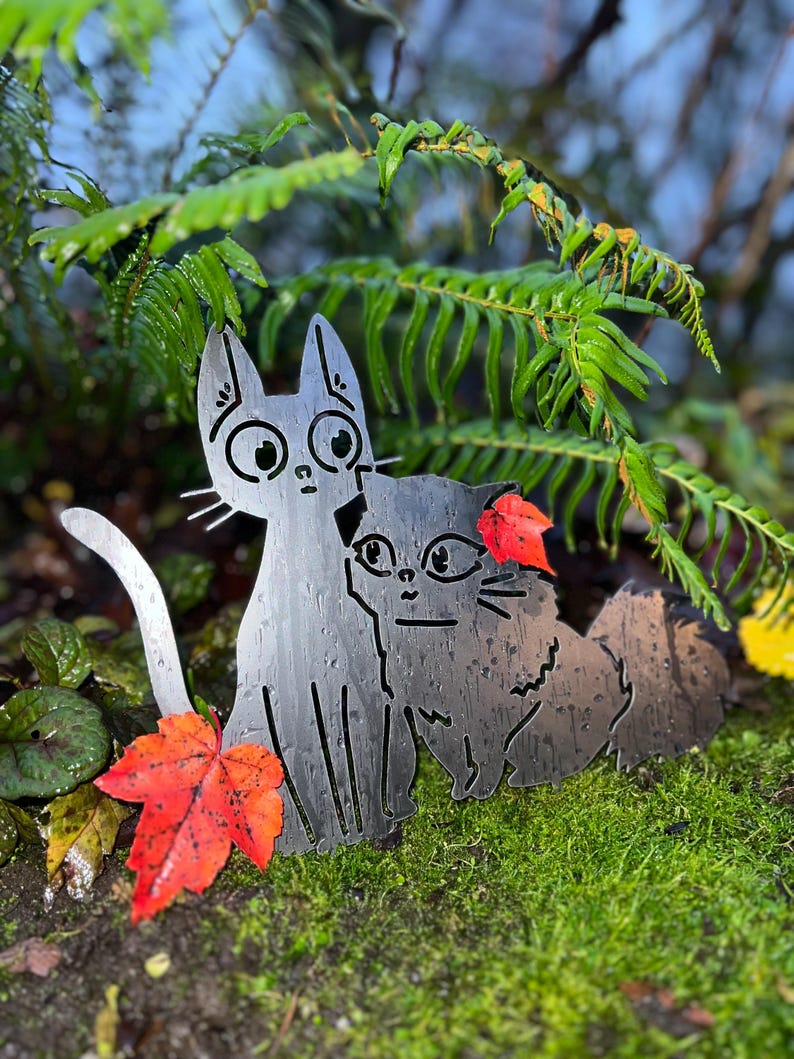 Jiji and Lily Cats - Kiki’s Delivery Service - Studio Ghibli Garden Stake - Metal Yard Art image 8