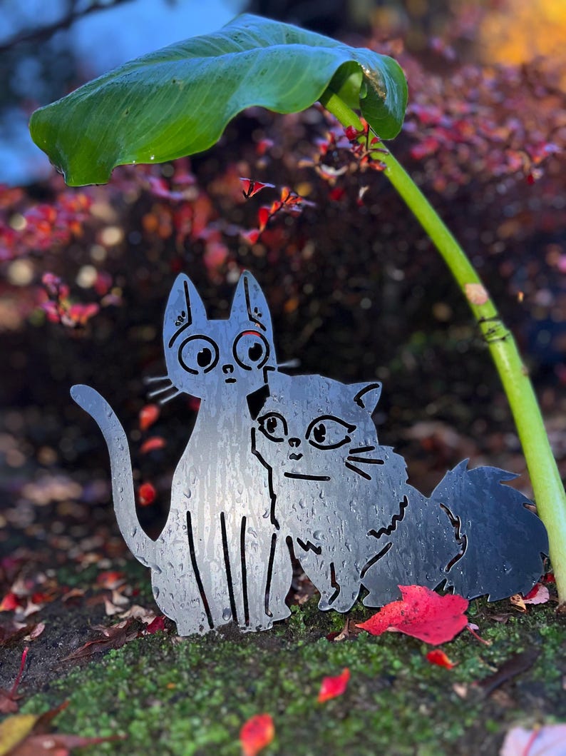 Jiji and Lily Cats - Kiki’s Delivery Service - Studio Ghibli Garden Stake - Metal Yard Art image 10