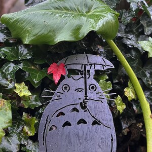 Forest Spirit - Umbrella Totoro - Garden Stake - Studio Ghibli Metal Art image 4