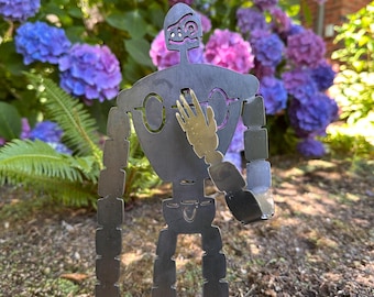 Friendly Castle Robot - Laputian Trooper - Studio Ghibli Yard Art - Metal Garden Stake