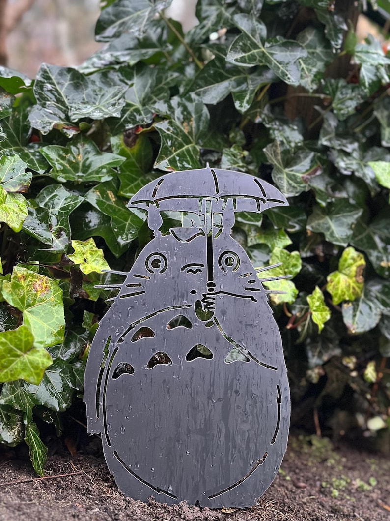 Forest Spirit - Umbrella Totoro - Garden Stake - Studio Ghibli Metal Art image 5