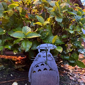 Forest Spirit - Umbrella Totoro - Garden Stake - Studio Ghibli Metal Art image 6