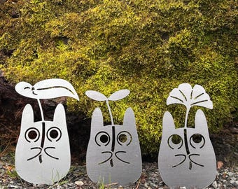 Leafy Forest Spirit - Small Totoro’s - Studio Ghibli Garden Stake - My Neighbor Totoro Yard Art