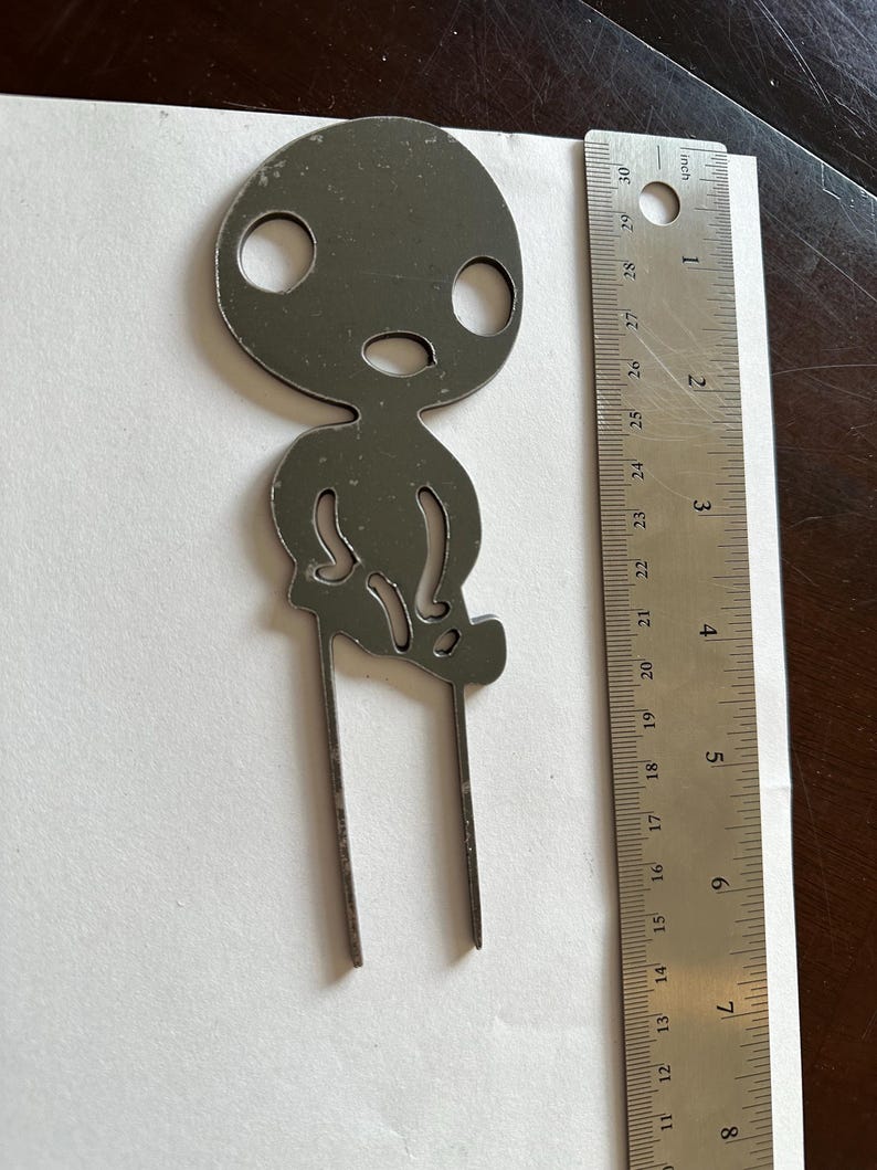 Discounted Metal Garden Stakes – Studio Ghibli Themed, Imperfect Pieces pre-rust sm. kodama