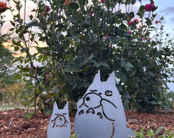 Forest Spirits - Ocarina Totoro’s - Metal Garden Stake - Studio Ghibli Yard Art