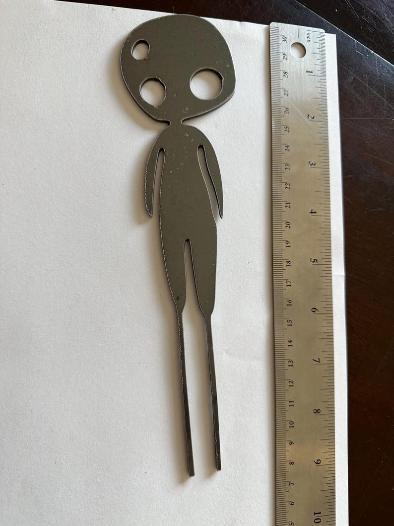 Discounted Metal Garden Stakes – Studio Ghibli Themed, Imperfect Pieces pre-rust lg. kodama