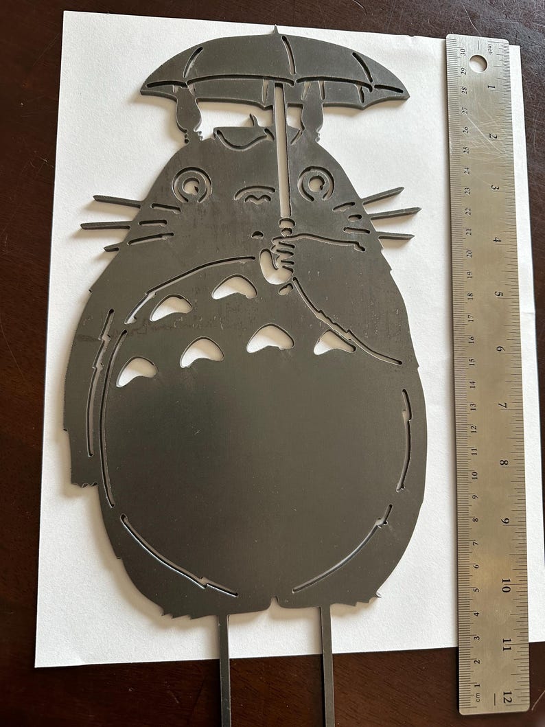 Discounted Metal Garden Stakes – Studio Ghibli Themed, Imperfect Pieces pre-rust umbrella