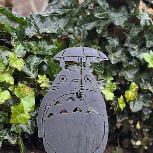 Forest Spirit - Umbrella Totoro - Garden Stake - Studio Ghibli Metal Art image 4
