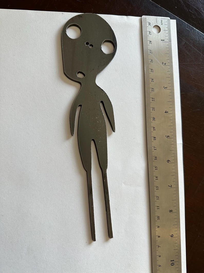 Discounted Metal Garden Stakes – Studio Ghibli Themed, Imperfect Pieces rust+rough edge lg.