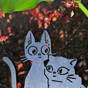 Jiji and Lily Cats - Kiki’s Delivery Service - Studio Ghibli Garden Stake - Metal Yard Art image 9