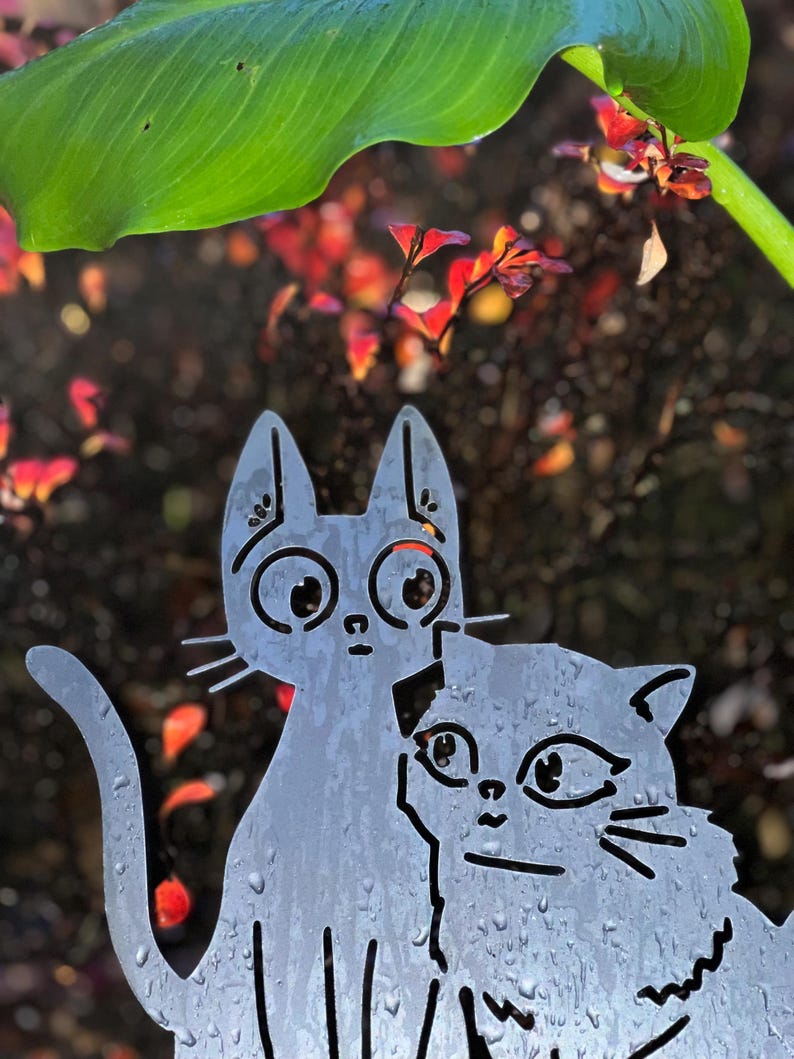 Jiji and Lily Cats - Kiki’s Delivery Service - Studio Ghibli Garden Stake - Metal Yard Art image 9