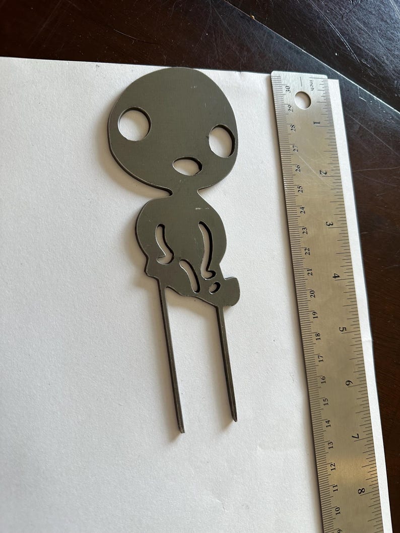Discounted Metal Garden Stakes – Studio Ghibli Themed, Imperfect Pieces scratched sm. kodama