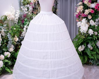 Sottogonna A 6 Cerchi In Taffettà Per Abito Da Sposa E Da Ballo – Vita Regolabile 64-110 Cm, Forma A Cupola