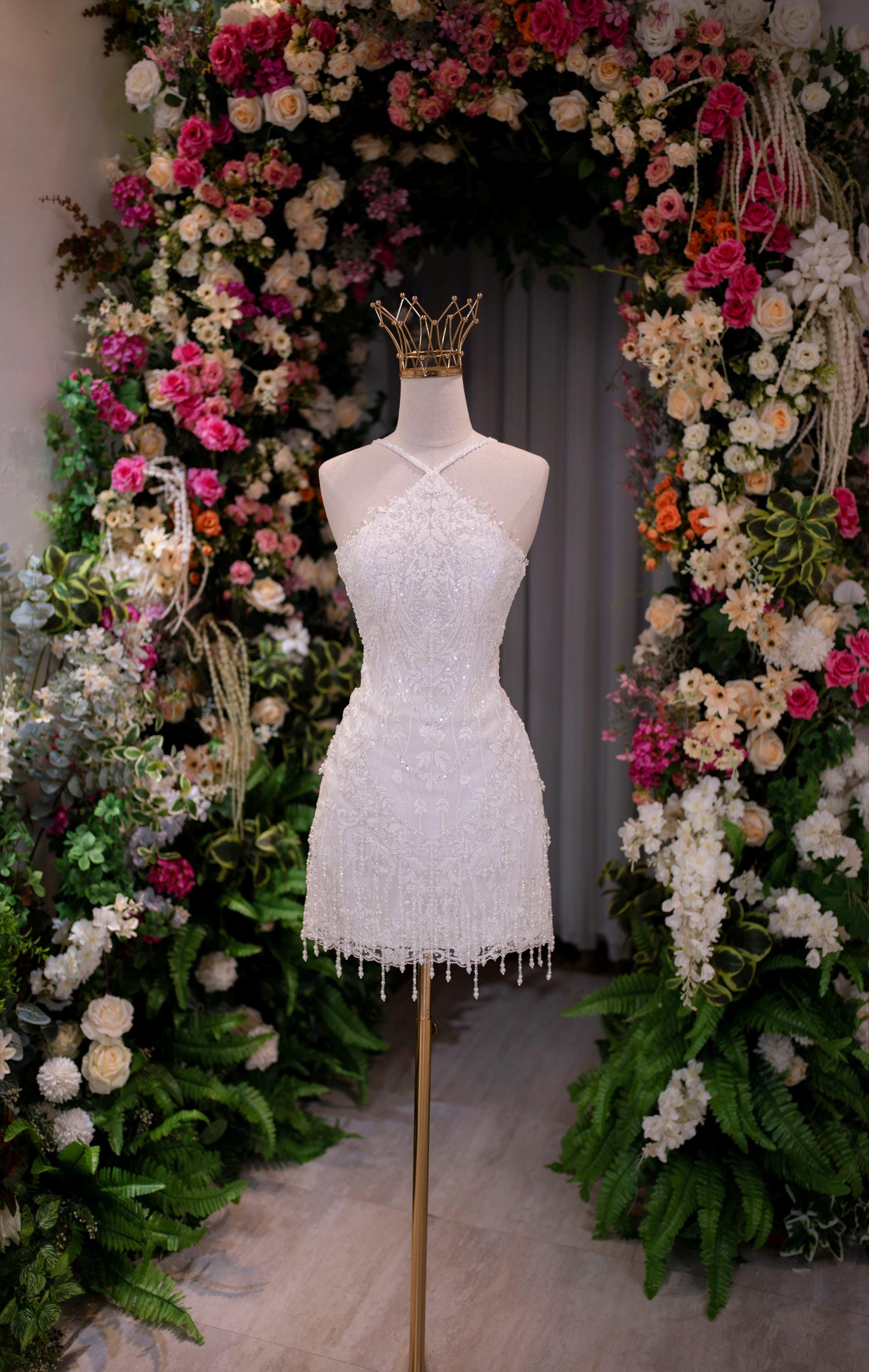 Rhinestone and Pearl Dress Short - Etsy