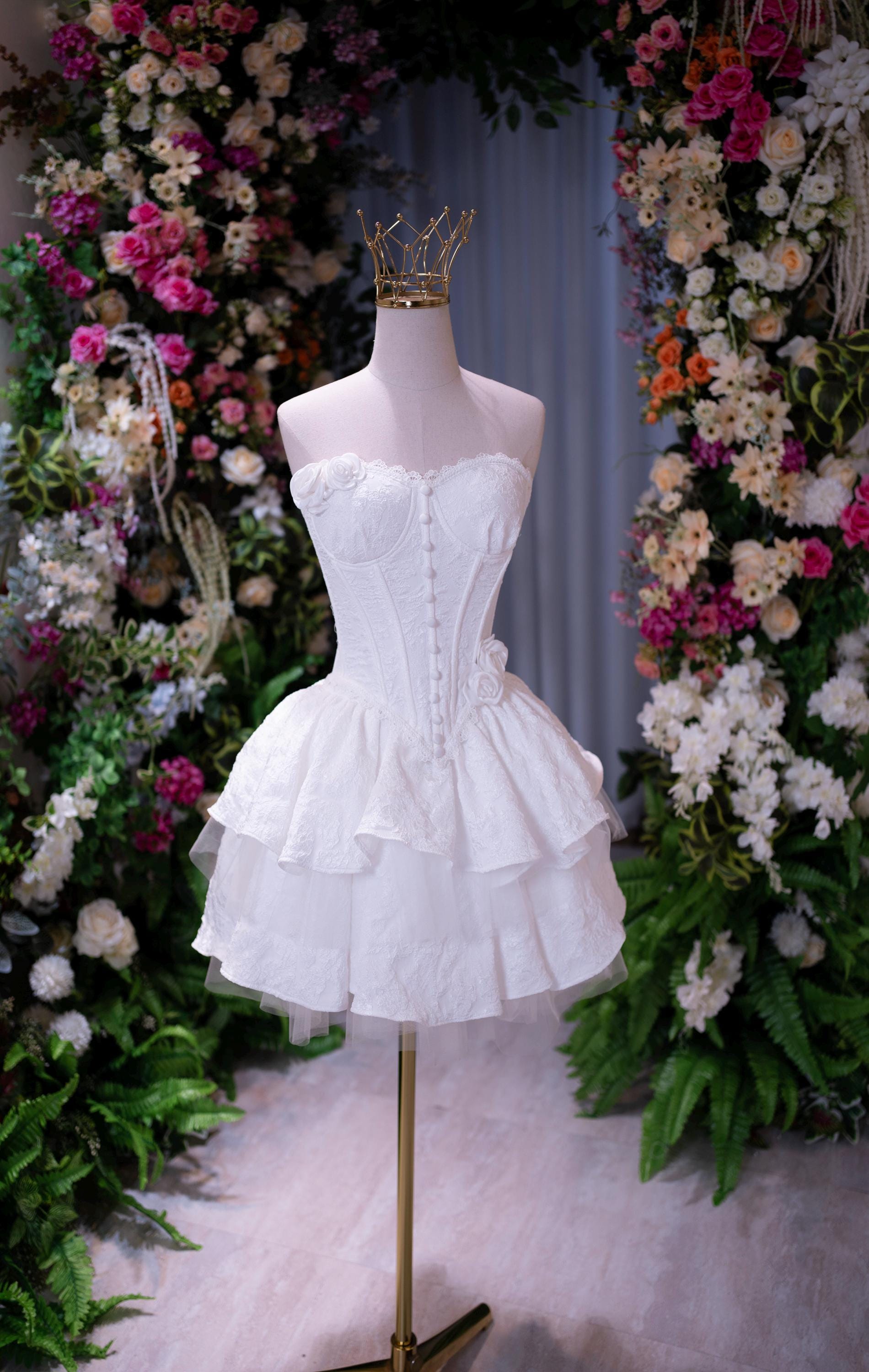 open lace back dress Love At First Kiss Organza Mini Dress