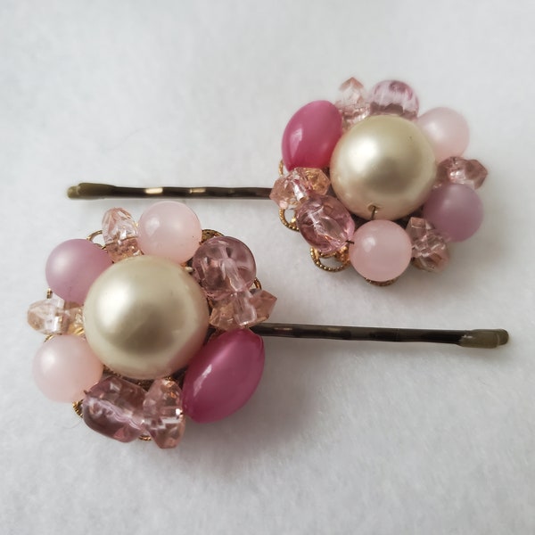 pinkie pie : pair of upcycled vintage hair pins