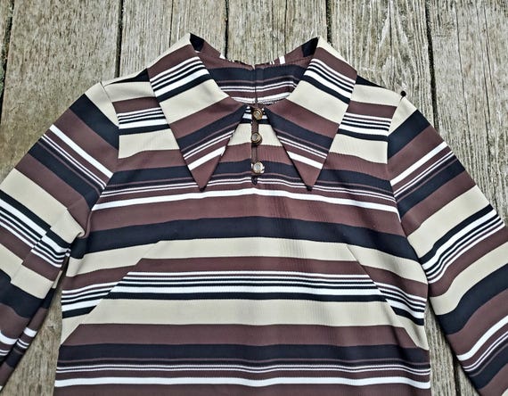 mod autumn stripe • dagger collared midi dress - image 4