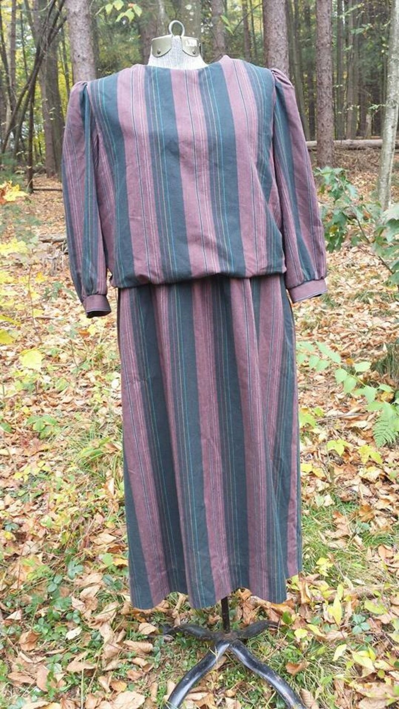 autumn stripe vintage blouson dress image 2