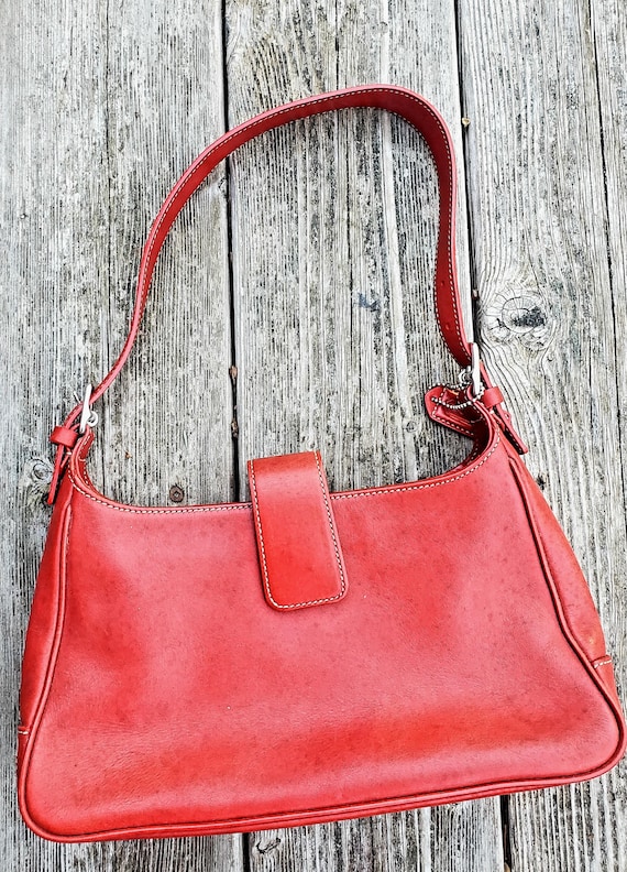 Vintage 1990s Coach • Hampton Demi Legacy Hobo Bag in Cherry Red